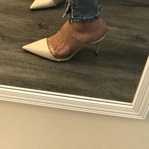 Size 37 Zara bone/clear pointed toe heels